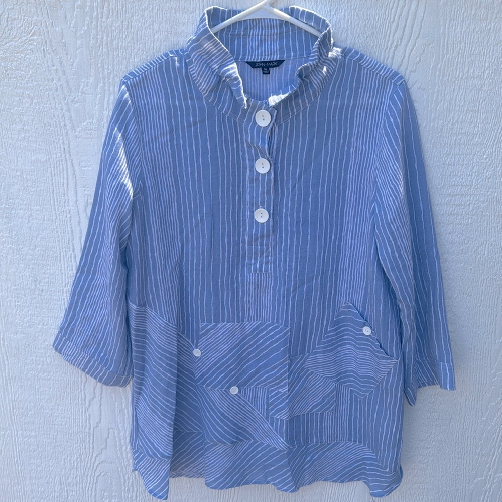 John Mark Tunic Top Striped Tunic Top Size Medium Viscose